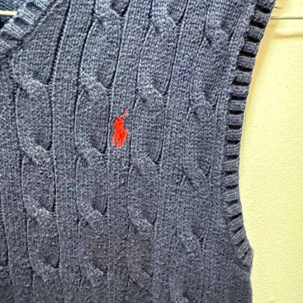 Polo Ralph‎ Lauren Kids Navy Blue Cable Knit V Neck Sweater Vest Size 7